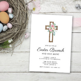 Floral Cross Easter Brunch Uitnodiging