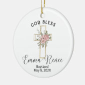 Floral Cross Elegant Gepersonaliseerd Doop Meisje Keramisch Ornament (Links)