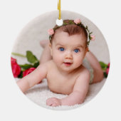 Floral Cross Elegant Gepersonaliseerd Doop Meisje Keramisch Ornament (Achterkant)