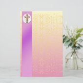 Floral Cross Elegant pasterie Briefpapier (Staand voorkant)