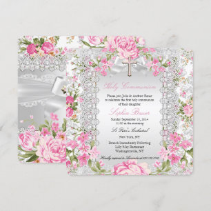  Floral Cross First Community Roze 4 Kaart