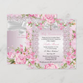 Floral Cross First Community Roze B Kaart (Voorkant / Achterkant)