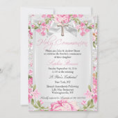  Floral Cross First Community Roze Kaart (Voorkant)