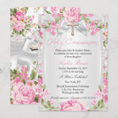  Floral Cross First Community Roze Kaart (Voorkant / Achterkant)