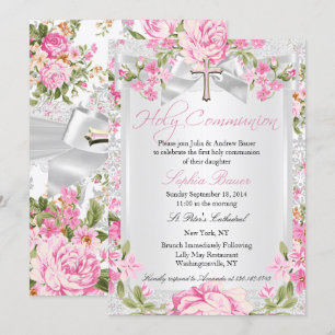  Floral Cross First Community Roze Kaart