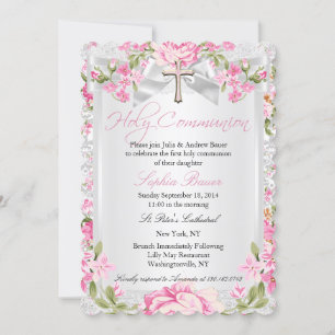  Floral Cross First Community Roze Kaart