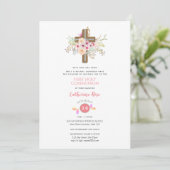 Floral Cross First Heilige Communauté Invitation G Kaart (Staand voorkant)