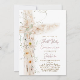 floral cross First Holy Communion Kaart