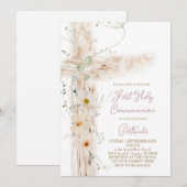 floral cross First Holy Communion Kaart (Voorkant / Achterkant)