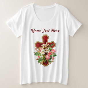 Floral Cross Grote Maat T-shirt