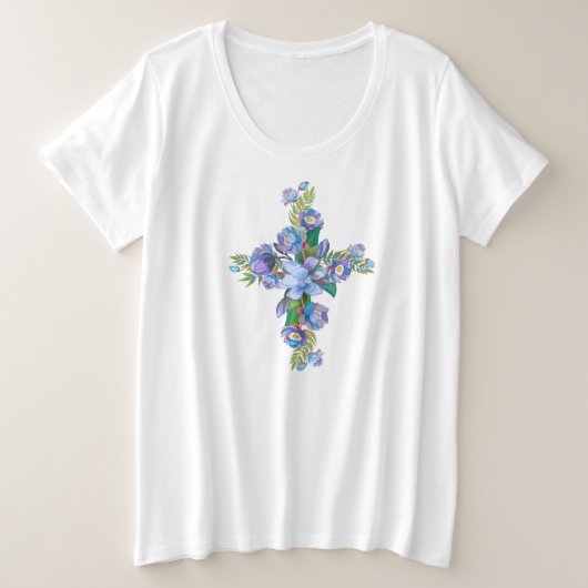 Floral Cross Grote Maat T-shirt (Design voorkant)