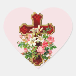 Floral Cross Hart Sticker