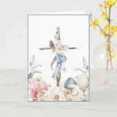 Floral Cross | Hij is Risen Pasen-gepersonaliseerd Kaart (Gele Bloem)