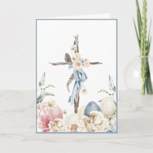 Floral Cross   Hij is Risen Pasen-gepersonaliseerd Kaart