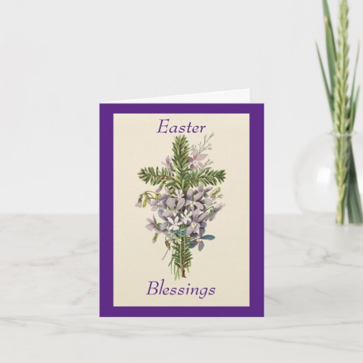 Floral Cross Holiday Card Feestdagen Kaart (Voorkant)