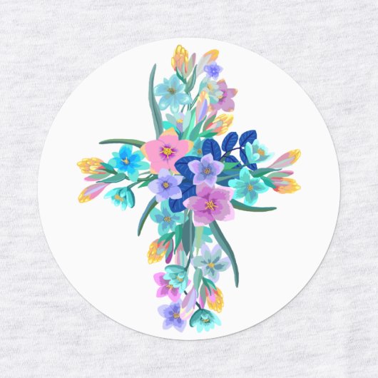 Floral Cross Iron-on Labels (Design 1)
