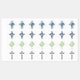Floral Cross Iron-on Labels