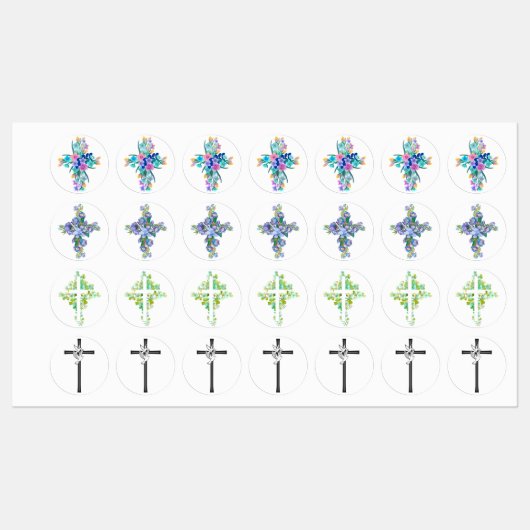 Floral Cross Iron-on Labels (Vel)