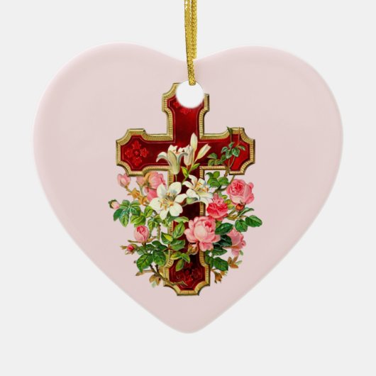 Floral Cross Keramisch Ornament (Voorkant)