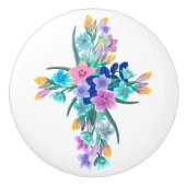 Floral Cross Keramische Knop (Voorkant)