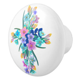 Floral Cross Keramische Knop