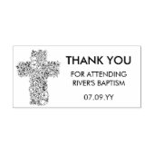Floral Cross Line Art Baptisme Hartelijk dank Rubberstempel (Afrduk)