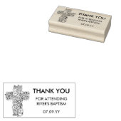 Floral Cross Line Art Baptisme Hartelijk dank Rubberstempel (Gestempeld)