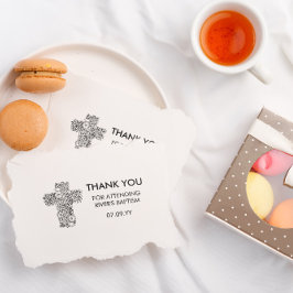 Floral Cross Line Art Baptisme Hartelijk dank Rubberstempel