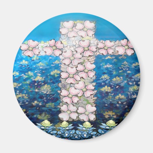 Floral Cross Magneet (Voorkant)