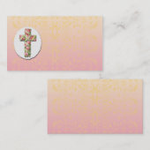 Floral Cross Peach Damask Sjabloon Visitekaartje (Voorkant / Achterkant)