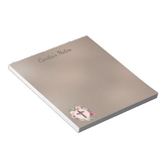 Floral Cross-Personalized Notitieblok (Schuin)