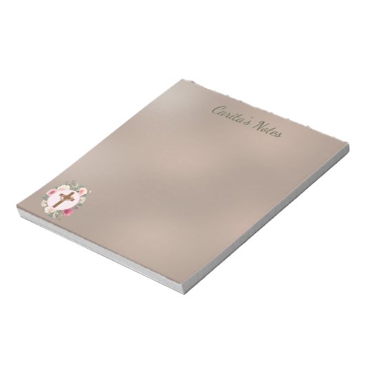 Floral Cross-Personalized Notitieblok (Linkerzijde)