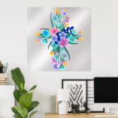 Floral Cross Poster (Thuiskantoor)