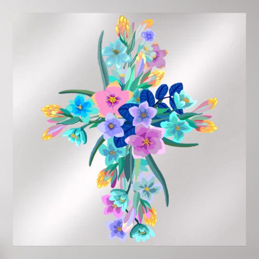 Floral Cross Poster (Voorkant)
