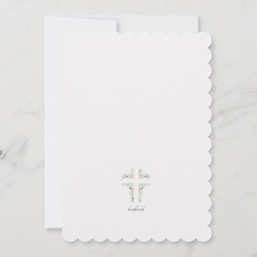 Floral Cross religieuze uitnodiging (Achterkant)