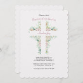 Floral Cross religieuze uitnodiging (Voorkant / Achterkant)