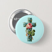  Floral Cross Ronde Button 5,7 Cm (Voorkant /achterkant)