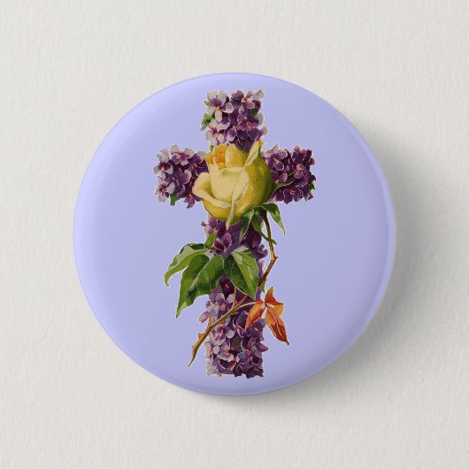 Floral Cross Ronde Button 5,7 Cm (Voorkant)
