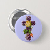 Floral Cross Ronde Button 5,7 Cm (Voorkant /achterkant)