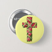  Floral Cross Ronde Button 5,7 Cm (Voorkant /achterkant)