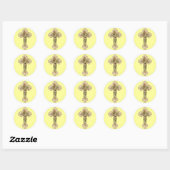 Floral Cross Ronde Sticker (Vel)