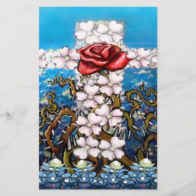 Floral Cross Roos (Voorkant)