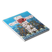Floral Cross Roos Notitieblok (Schuin)