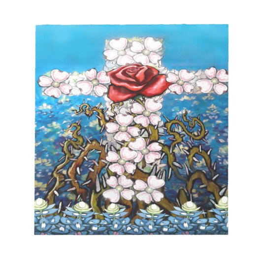 Floral Cross Roos Notitieblok (Voorkant)