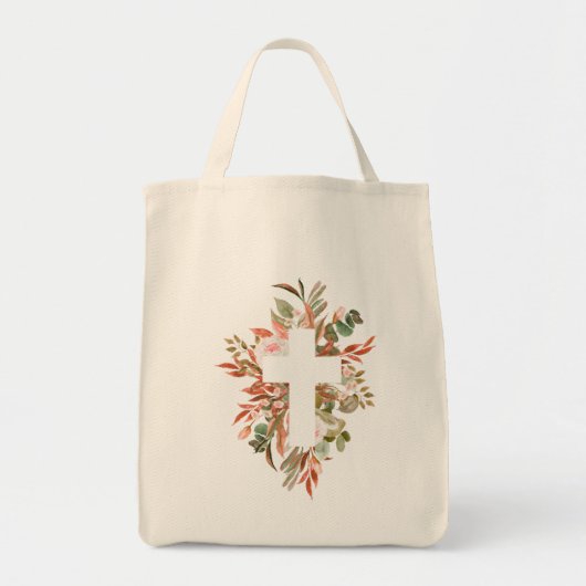 Floral Cross Silhouette Tote Bag (Voorkant)