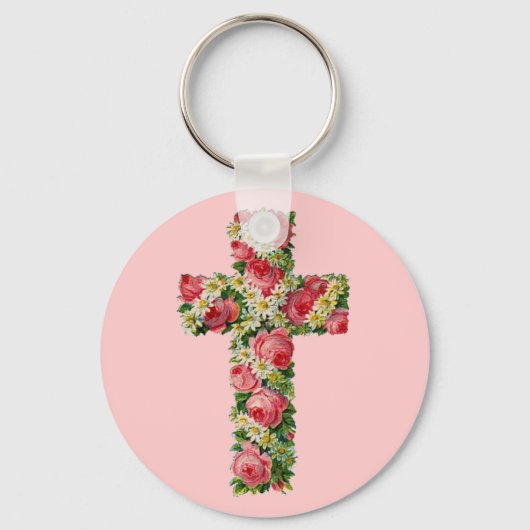 Floral Cross Sleutelhanger (Voorkant)