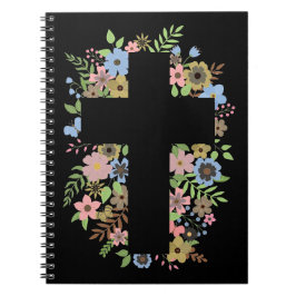 Floral Cross Spiral Notitieboek