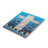 Floral Cross Tegeltje (Zijkant)