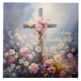 FLORAL CROSS TILE TEGELTJE