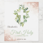 Floral Cross verliest de eerste heilige gemeenscha Wijn Etiket (Enkel label)